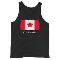 Canada Maple Leaf Flag design on men's tank top, front view
