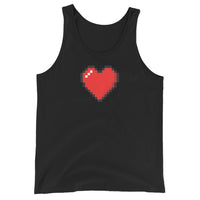 Pixel Heart design on men's tank top, front view