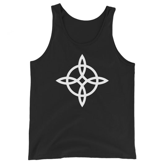 Witches Knot design on men's tank top, front view