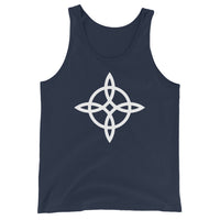 Witches Knot design on men's tank top, front view