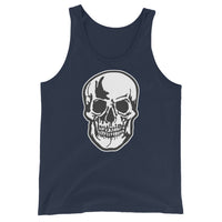Halloween Human Skull design on men's tank top, front view