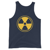 Radiation Warning Symbol design on men's tank top, front view