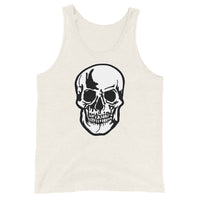 Halloween Human Skull design on men's tank top, front view