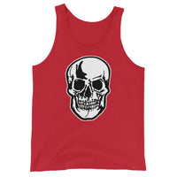Halloween Human Skull design on men's tank top, front view