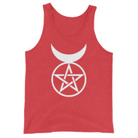 Horned God design on men's tank top, front view