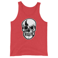Halloween Human Skull design on men's tank top, front view