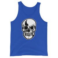 Halloween Human Skull design on men's tank top, front view