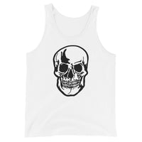 Halloween Human Skull design on men's tank top, front view