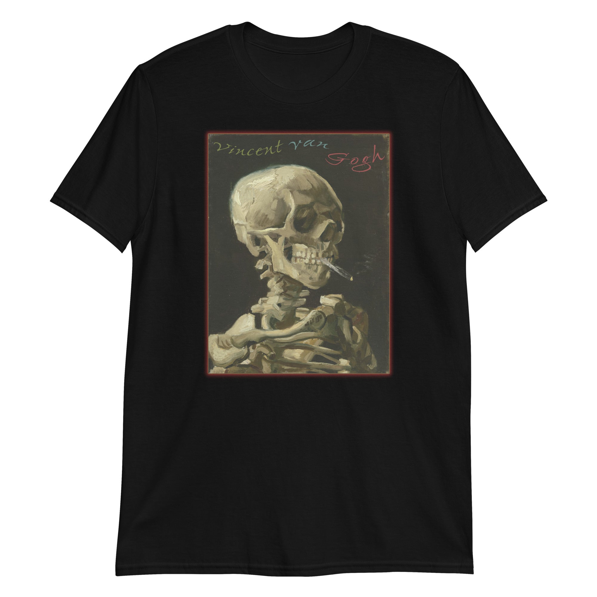 Skull of a Skeleton with Burning Cigarette Vincent Van Gogh Men's Short Sleeve T-Shirt - Edge of Life Designs