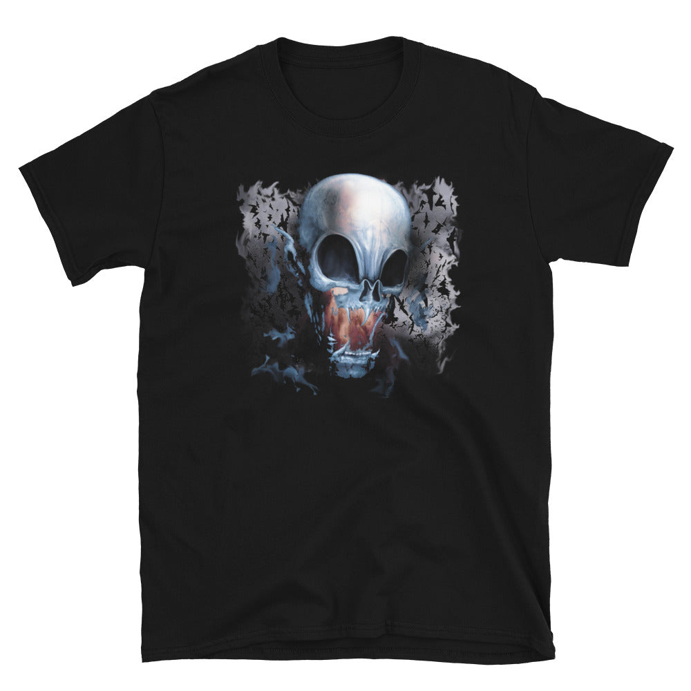 Vampire Demon Skull Melting with Bats Men's Short Sleeve T-Shirt - Edge of Life Designs