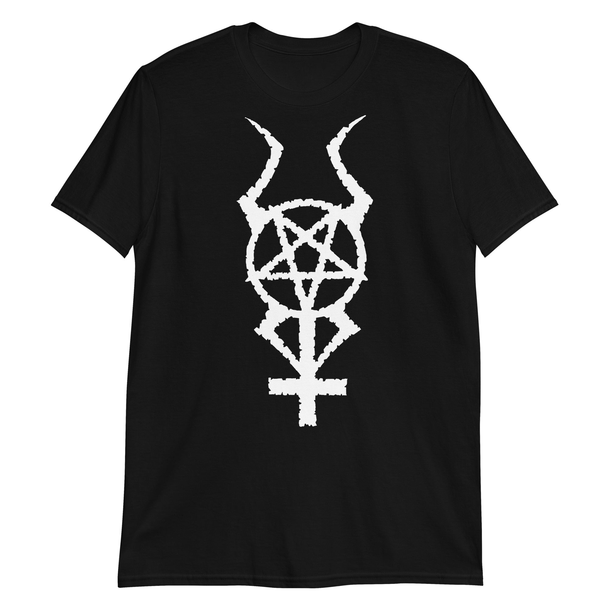 White Horned Pentacross Ritual Pentagram Cross Men's Short Sleeve T-Shirt - Edge of Life Designs