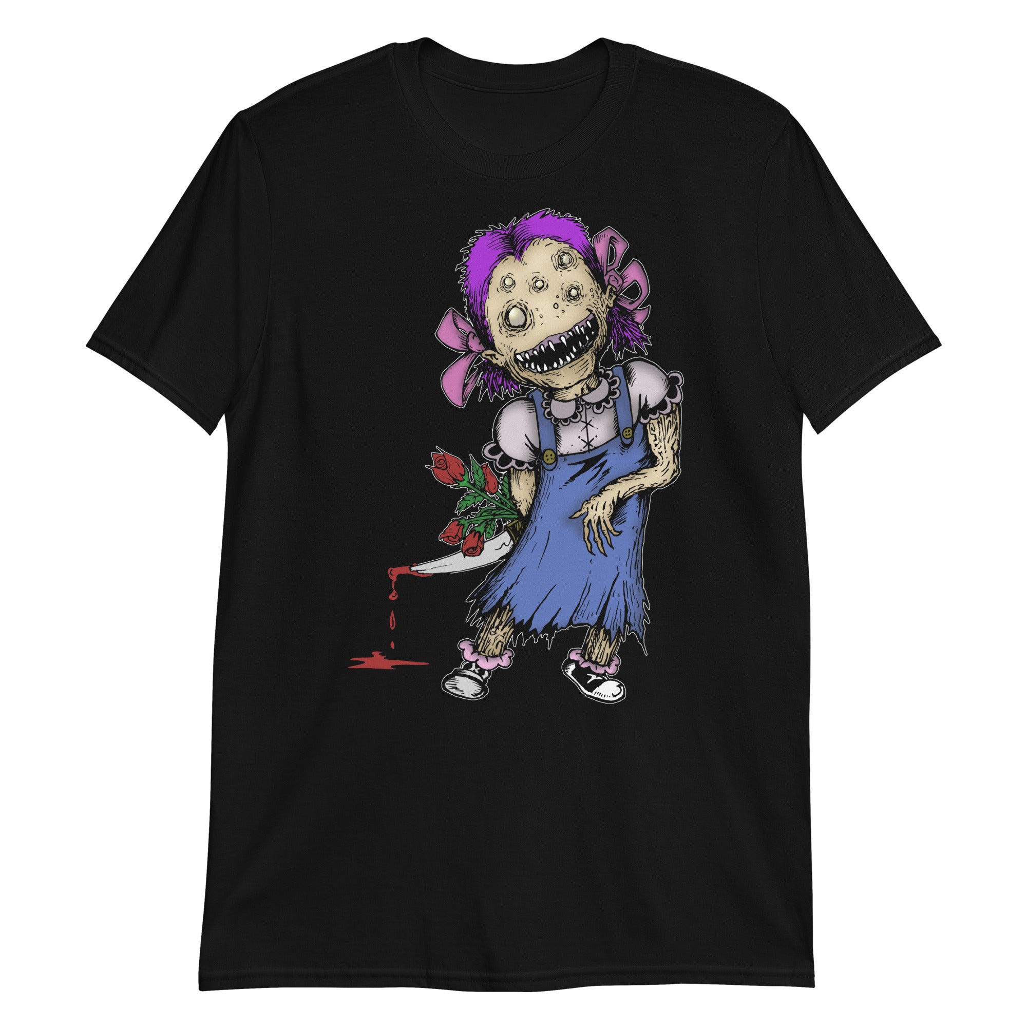 Wicked Little Girl with Bloody Knife Horror Style Men's Short Sleeve T-Shirt - Edge of Life Designs