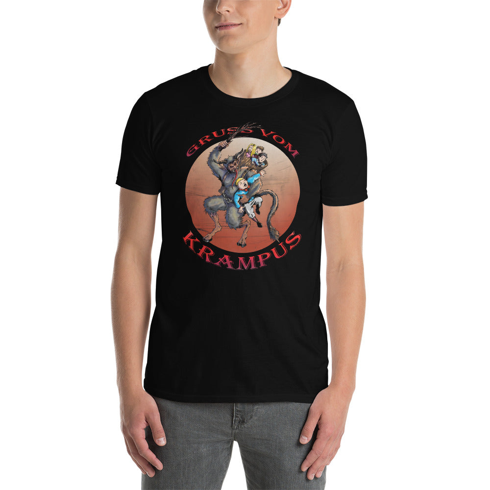 Gruss Vom Krampus Greetings and Merry Christmas Men's Short Sleeve T-Shirt - Edge of Life Designs