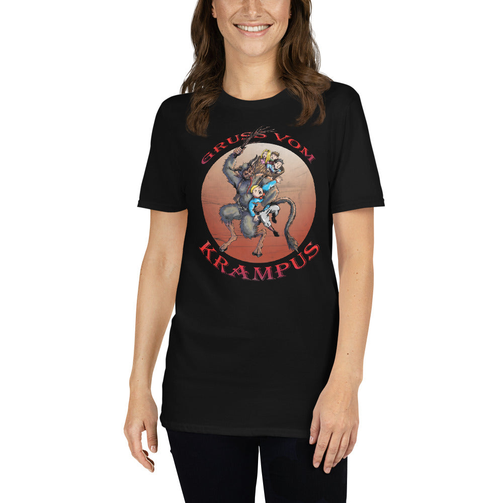 Gruss Vom Krampus Greetings and Merry Christmas Men's Short Sleeve T-Shirt - Edge of Life Designs