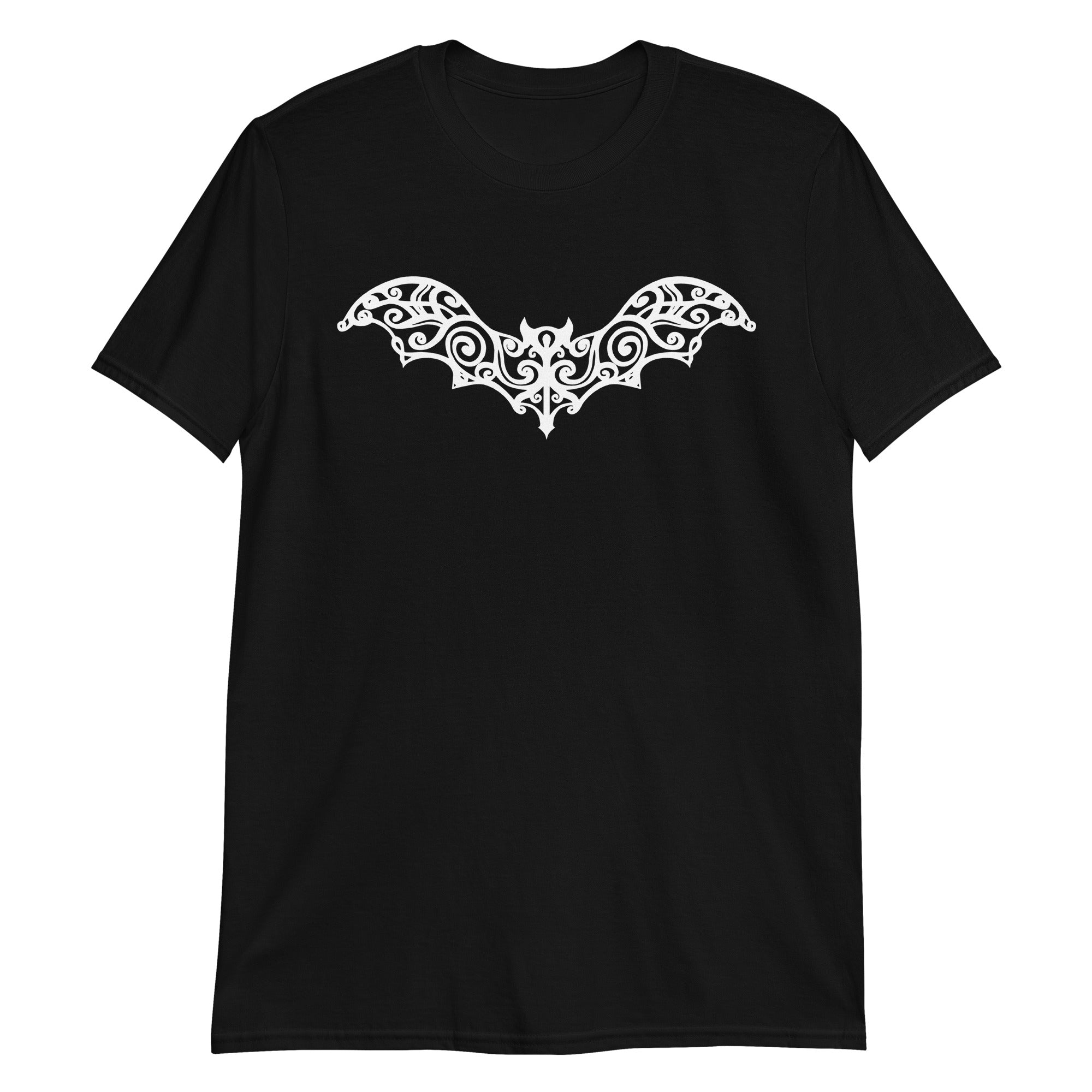 Gothic Wrought Iron Style Vine Bat Men's Short Sleeve T-Shirt White Print - Edge of Life Designs