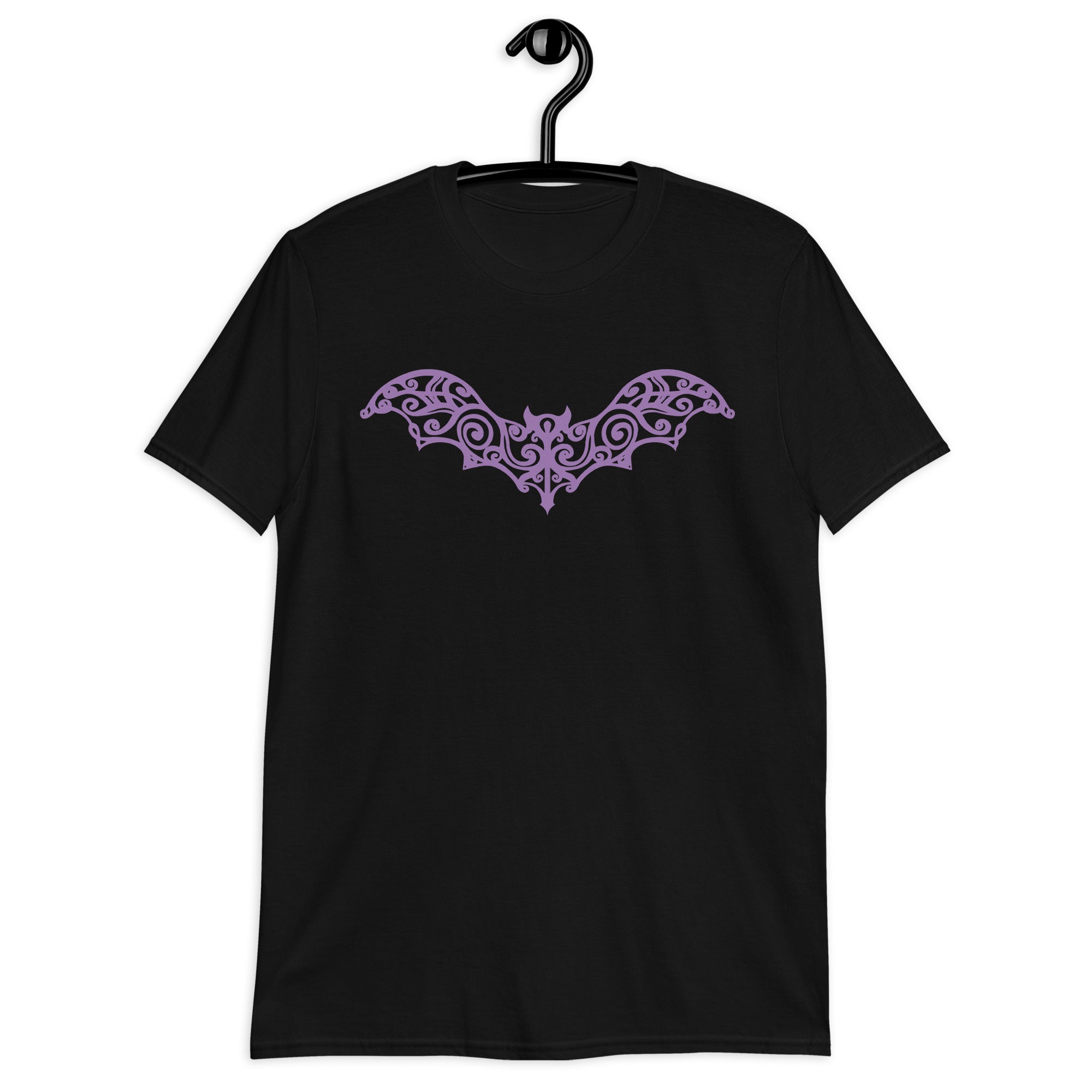 Gothic Wrought Iron Style Vine Bat Men's Short Sleeve T-Shirt Purple Print - Edge of Life Designs
