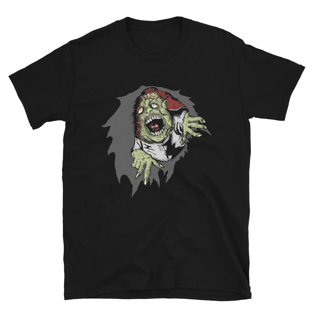 Flesh Eating Zombie Ripping Through Chest Horror Men's Short Sleeve T-Shirt - Edge of Life Designs