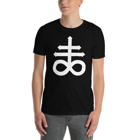 White Leviathan Cross design on unisex T-shirt, front view