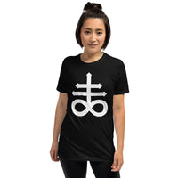 White Leviathan Cross design on unisex T-shirt, front view