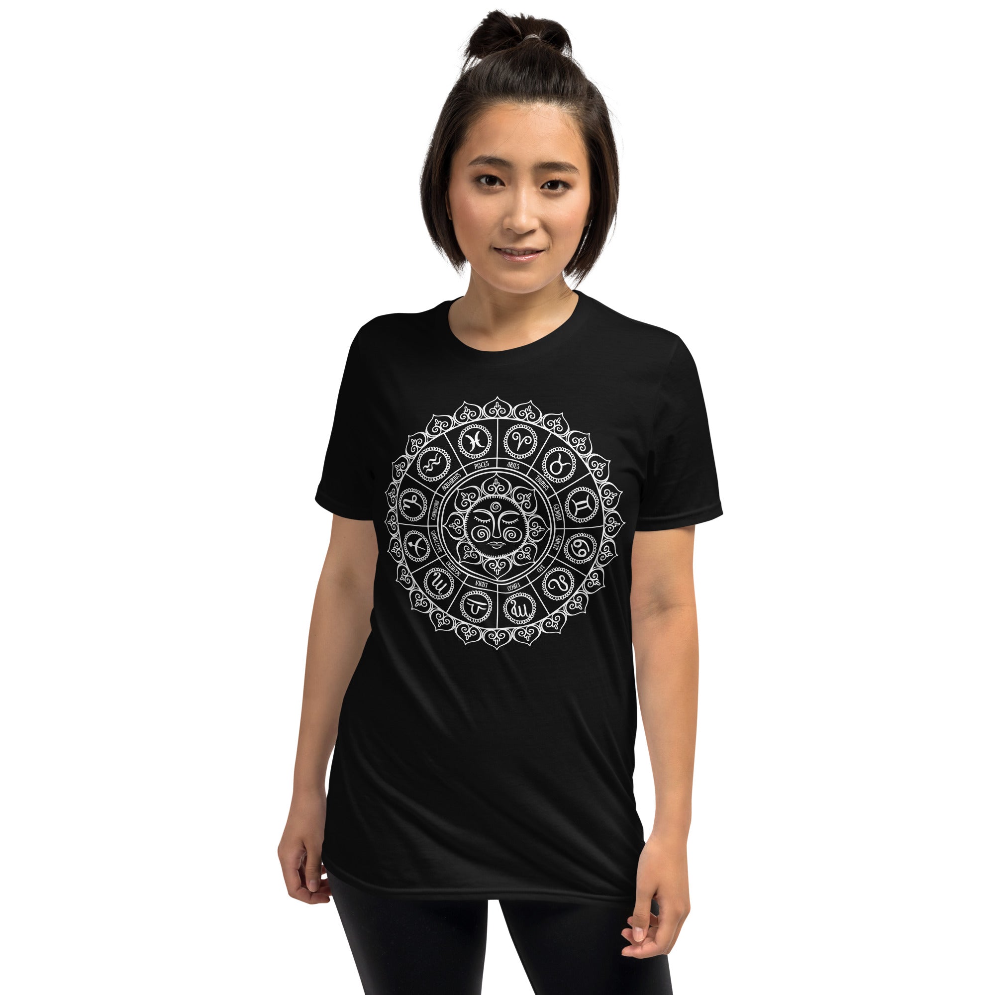 Cosmic Zodiac Signs Astrology Sun Wheel Men's Short-Sleeve T-Shirt - Edge of Life Designs