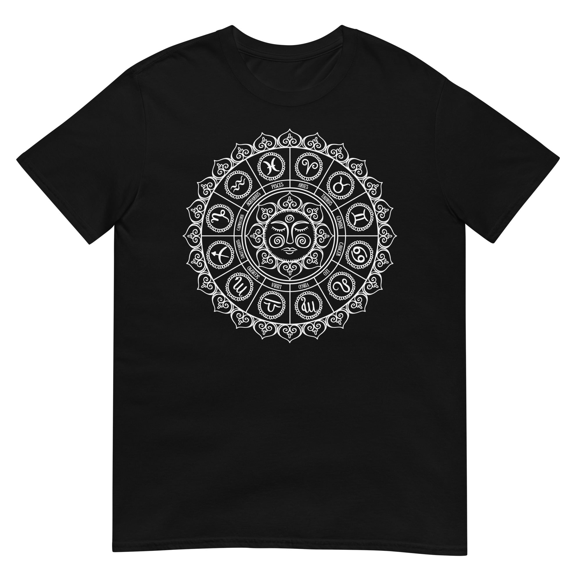 Cosmic Zodiac Signs Astrology Sun Wheel Men's Short-Sleeve T-Shirt - Edge of Life Designs