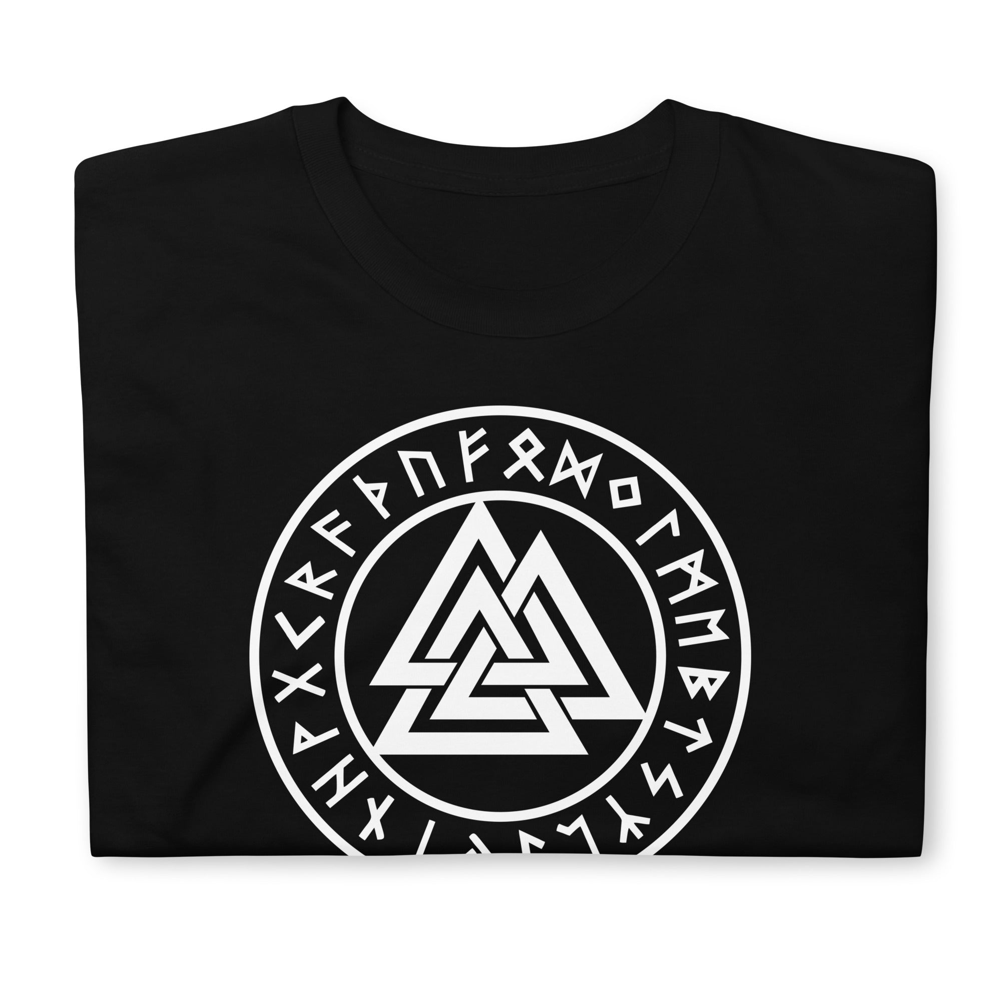 Valknut Symbol with Viking Runes Triangles of Power Men's Short-Sleeve T-Shirt - Edge of Life Designs