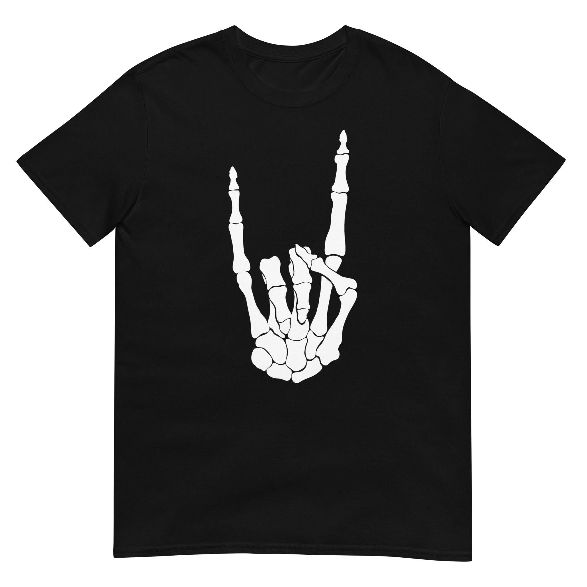 Devil Bone Hand Heavy Metal Horns Up Sign Men's Short-Sleeve T-Shirt White Print - Edge of Life Designs