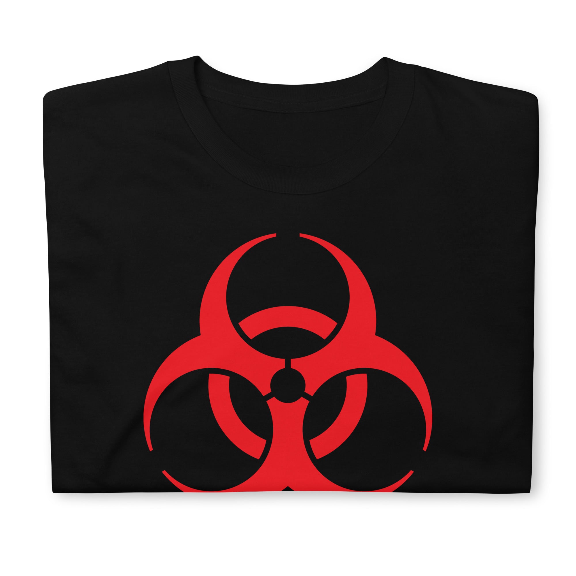 Red Biohazard Sign Toxic Chemical Symbol Men's Short-Sleeve T-Shirt - Edge of Life Designs