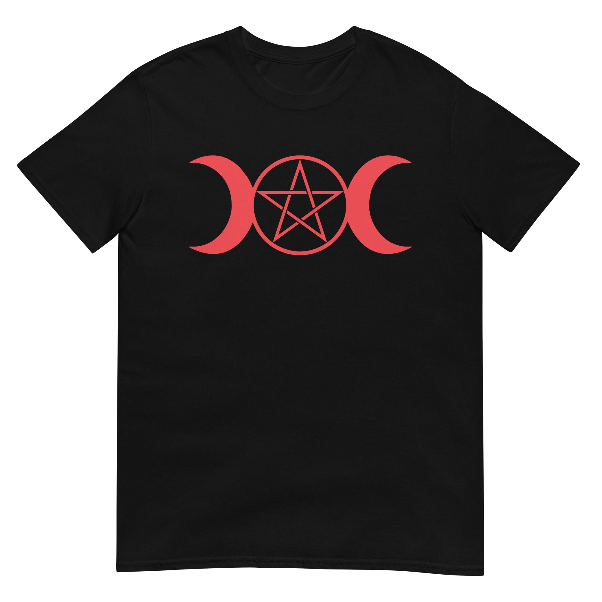 Red Triple Moon Goddess Wiccan Pagan Symbol Men's Short-Sleeve T-Shirt - Edge of Life Designs