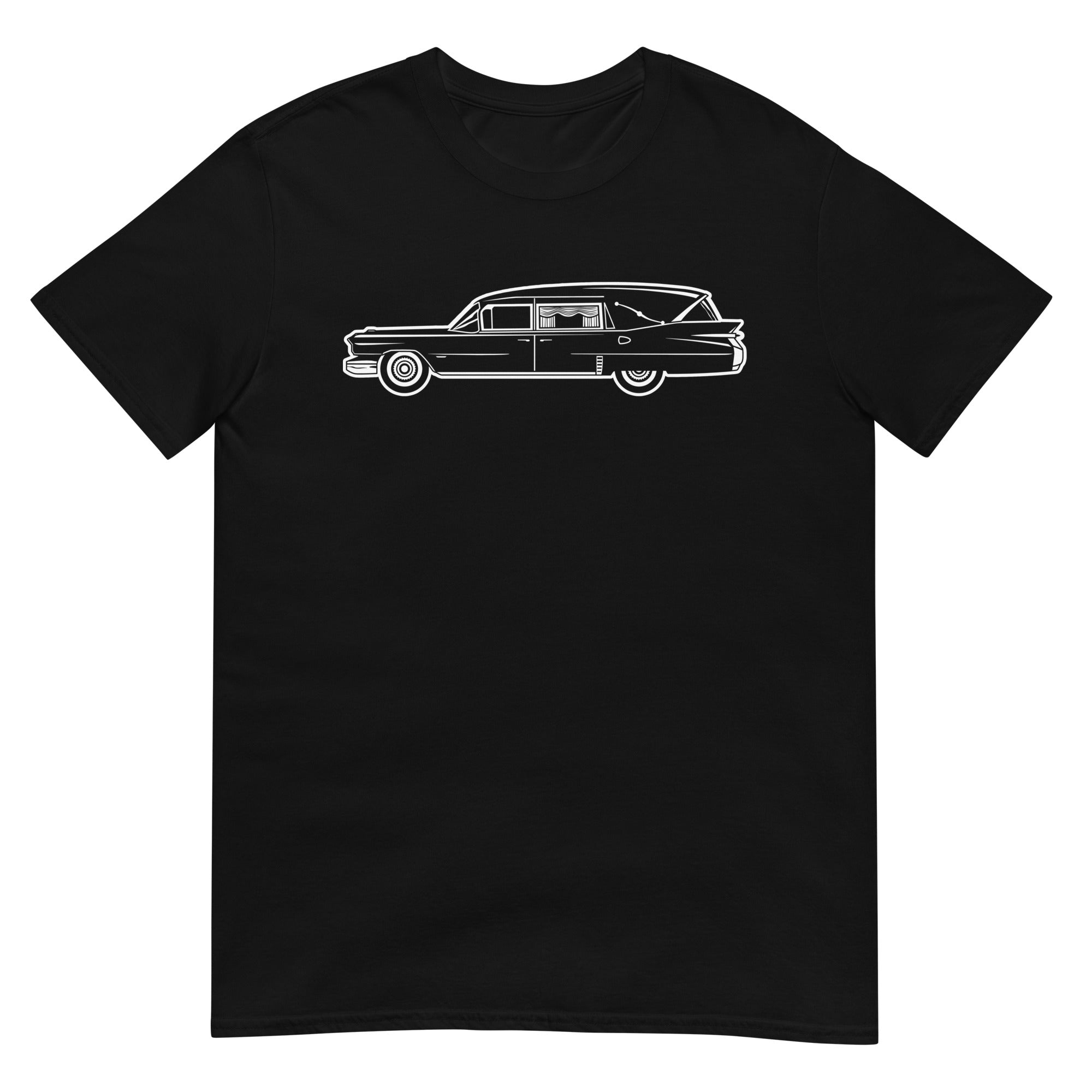 Classic Funeral Hearse Car Gothic Halloween Ride Men's Short-Sleeve T-Shirt - Edge of Life Designs