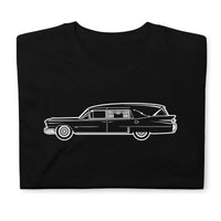 Classic Funeral Hearse design on unisex T-shirt, front view