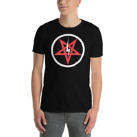 Satanic Church Sigil Bolt design on unisex T-shirt, front view