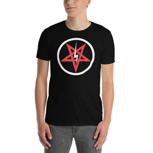 Satanic Church Sigil Bolt design on unisex T-shirt, front view