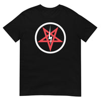 Satanic Church Sigil Bolt design on unisex T-shirt, front view