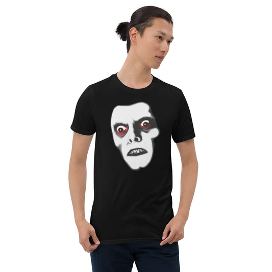 Pazuzu Captain Howdy design on unisex T-shirt, front view