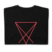 Red Sigil of Lucifer design on unisex T-shirt, front view