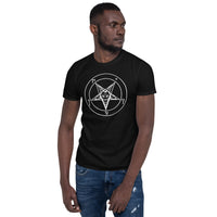 White Sigil of Baphomet design on unisex T-shirt, front view