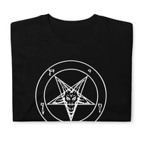 White Sigil of Baphomet design on unisex T-shirt, front view