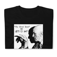 Aleister Crowley design on unisex T-shirt, front view