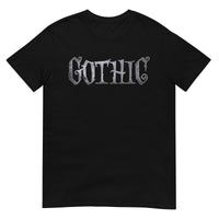 Gothic Spider Web design on unisex T-shirt, front view