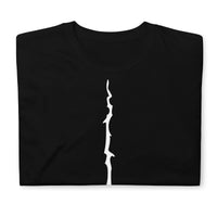 White Melting Inverted Cross design on unisex T-shirt, front view