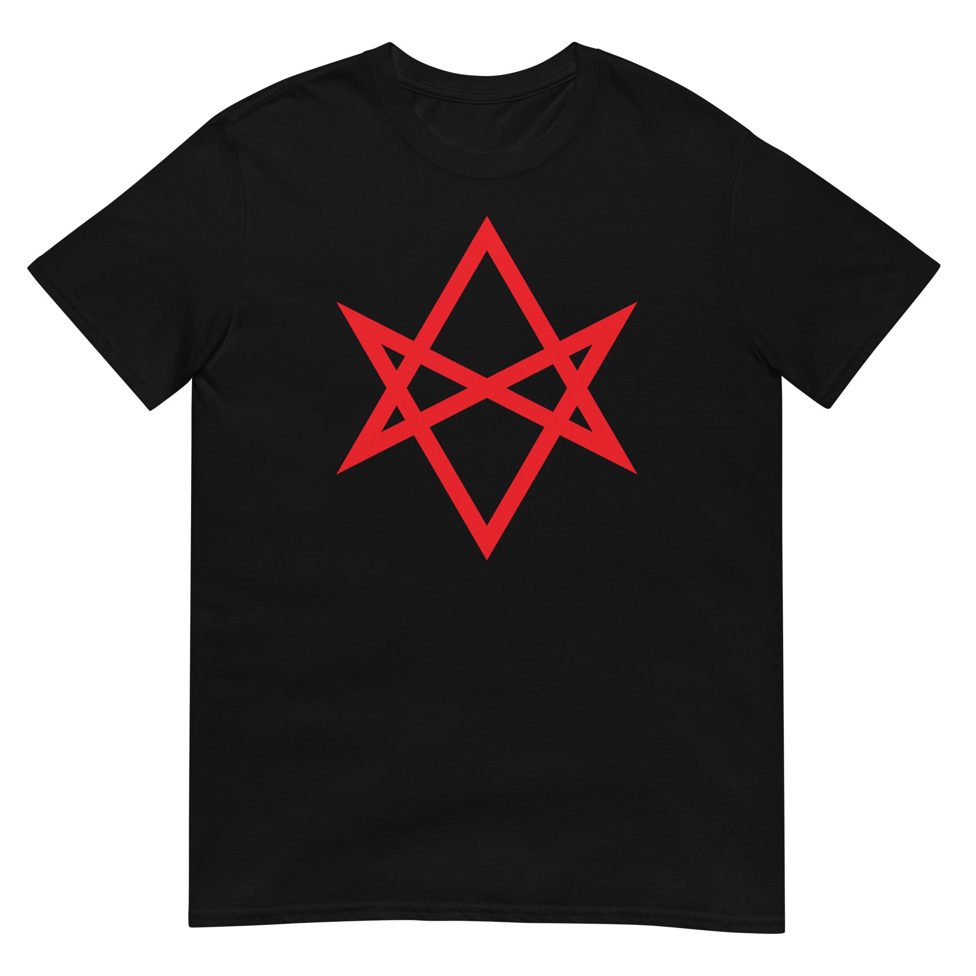 Red Unicursal Hexagram Six Pointed Star Men's Short-Sleeve T-Shirt