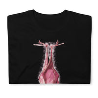 Shy Vampire Bat design on unisex T-shirt, front view