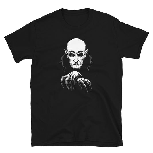 Nosferatu Count Orlok design on unisex T-shirt, front view
