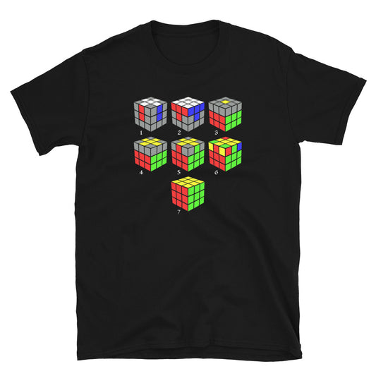 Speed Cube Solution Diagram design on unisex T-shirt, front view