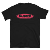 Red Danger Sign design on unisex T-shirt, front view