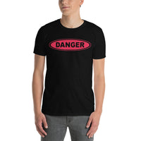 Red Danger Sign design on unisex T-shirt, front view