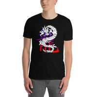 Lucky Chinese Dragon design on unisex T-shirt, front view