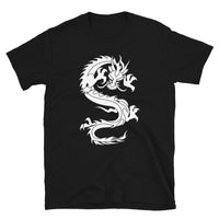 Ancient Chinese Loong Dragon design on unisex T-shirt, front view