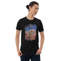 Carina Nebula JWST design on unisex T-shirt, front view